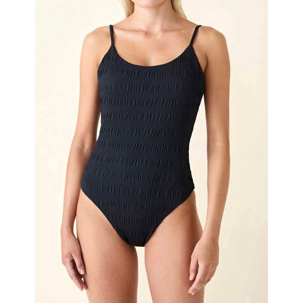 Women's Black Smocked One-Piece Swimsuit L Andie the Liku one piece NWT